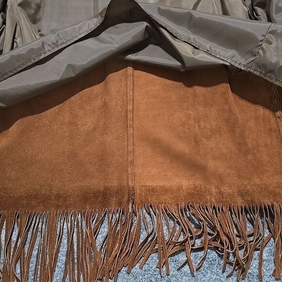 VTG Leather Suede Fringe Jacket Sz44 Montgomery Ward Snap Western Hippie Cowboy - Picture 11 of 13